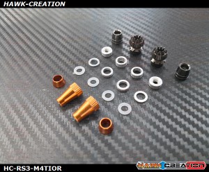 Hawk Creation Anti-Slip Stick Rocker End For JR XG8,11,14 (M4, Titanium+Orange Colour) - New Colour Mix